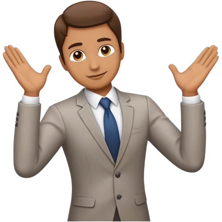 back view of a professional person in office attire, standing straight, arms relaxed, simple and smooth emoji design, white background emoji