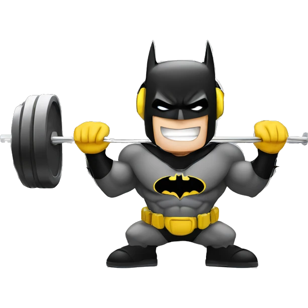 Batman wearing headphone working out in the gym emoji
