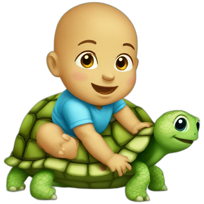 Baby on turtle emoji
