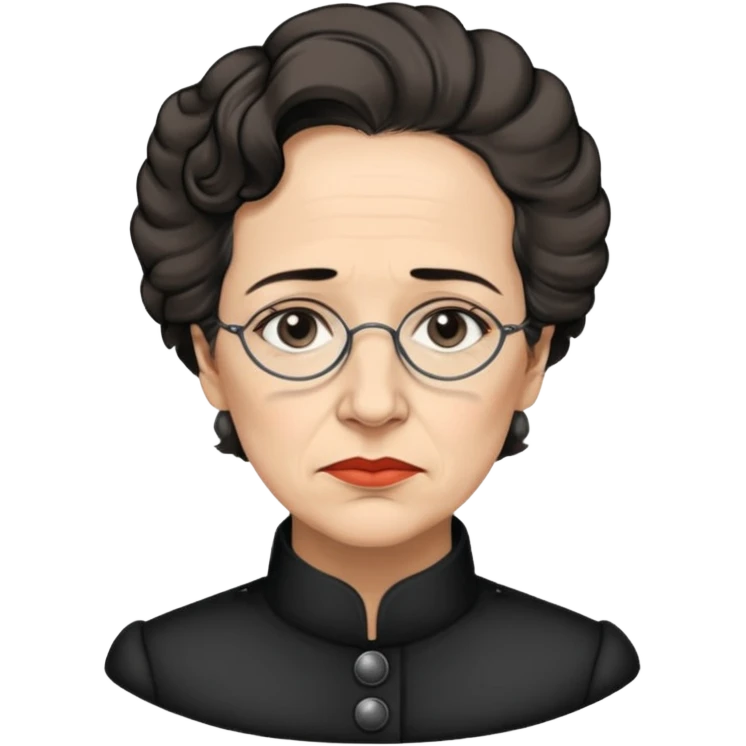 a hand drawn black outline portrait of Hannah Arendt emoji