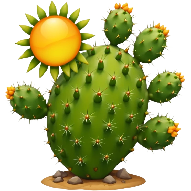 prickly pear cactus with sun in background emoji