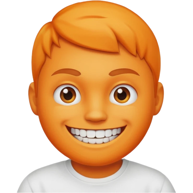 A round Orange face, with sharp teeth smiling  emoji