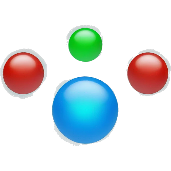 Three balls of light: blue green red emoji