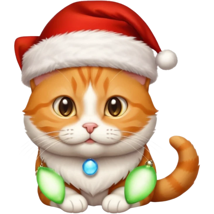 Make me a orange tabby cat with a white chin and a bit of white on the end of his tail and  a Santa hat that looks like 🐱 emoji with no beard  emoji