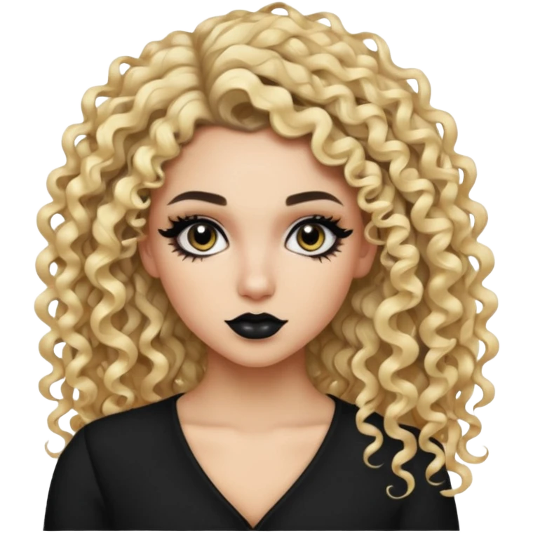 split dye leftside blonde rightside black curly hair baddie, pretty makeup, black eyeliner, long and curly hair emoji