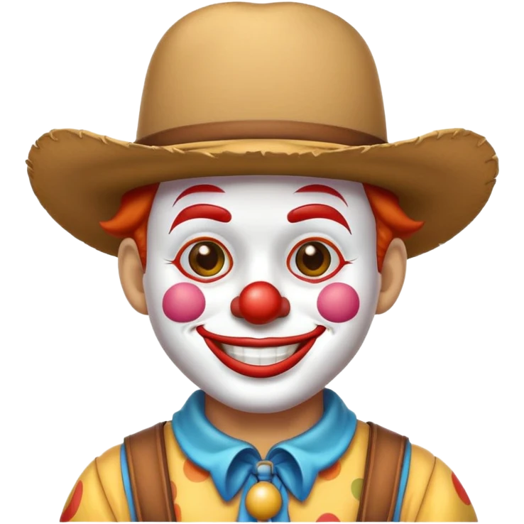 Clown emoji wearing cowboy hat emoji