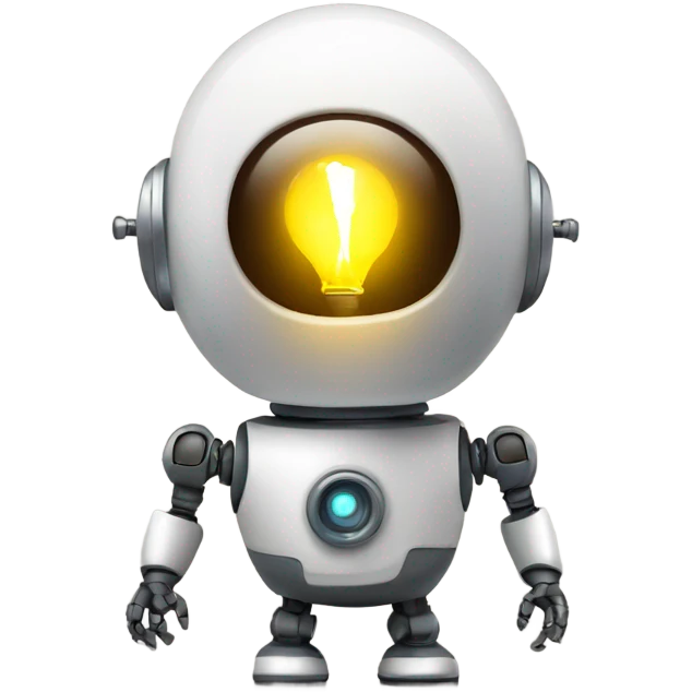 cute robot holds a light bulb emoji