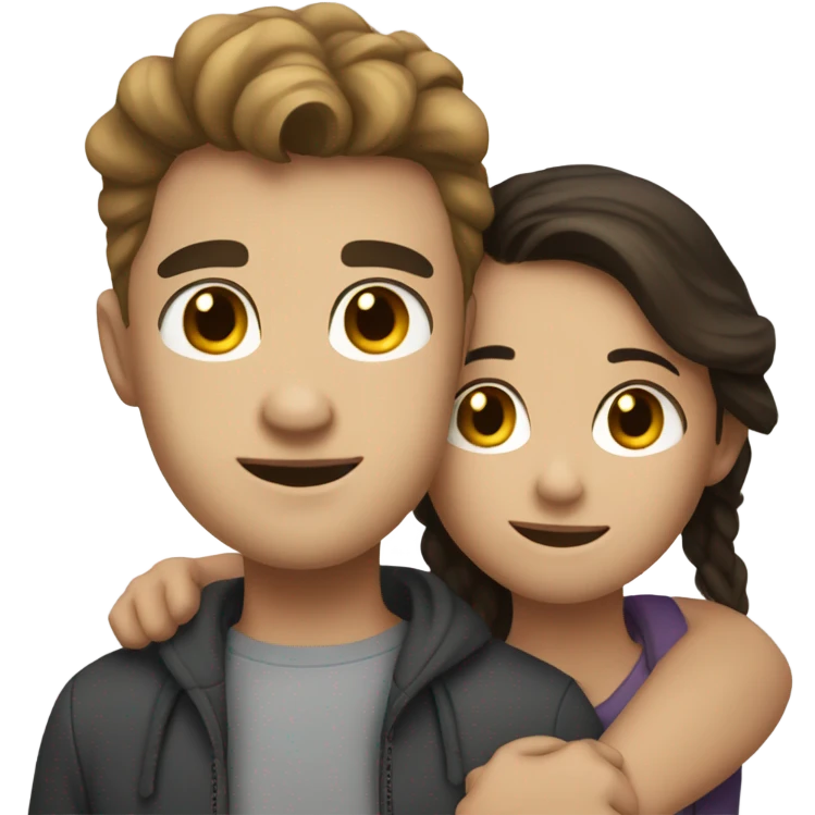 brunette girl hugging a lightskin boy emoji