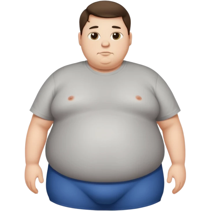 obese 20 year old brunette white male with large belly showing emoji