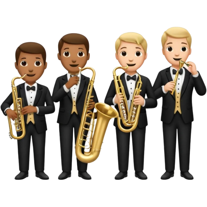Band members playing tuba, trombone and clarinet  emoji