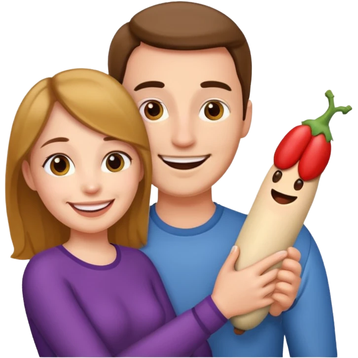 Woman holding husbands penis emoji