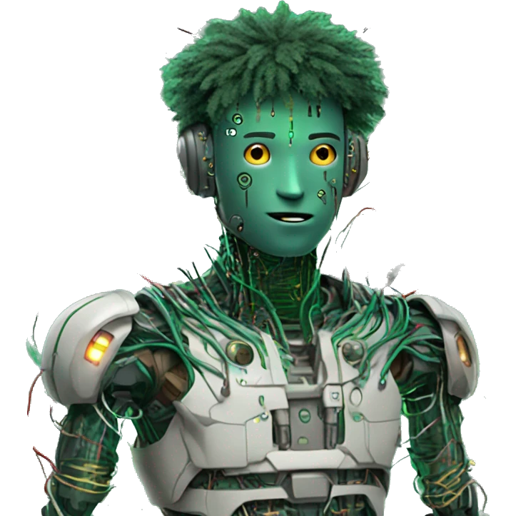 Deku cyborg with circuits and wires  emoji