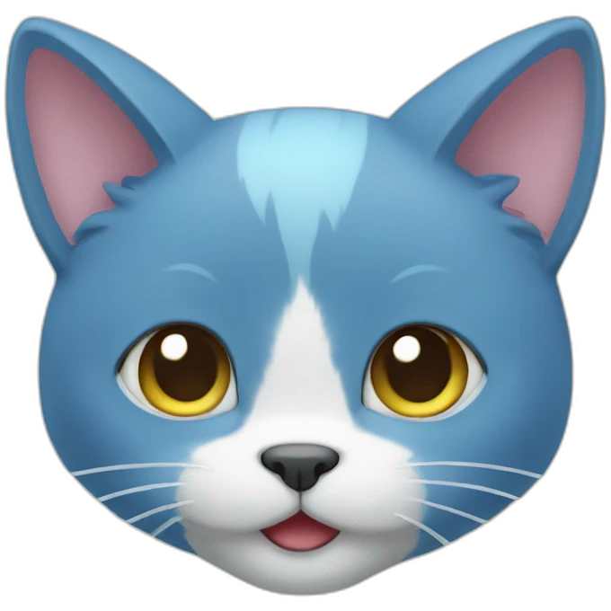 Blue cat kawaii emoji