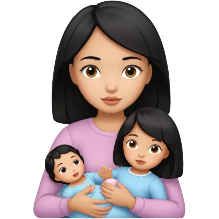 a black hair girl with 1 babie doll emoji