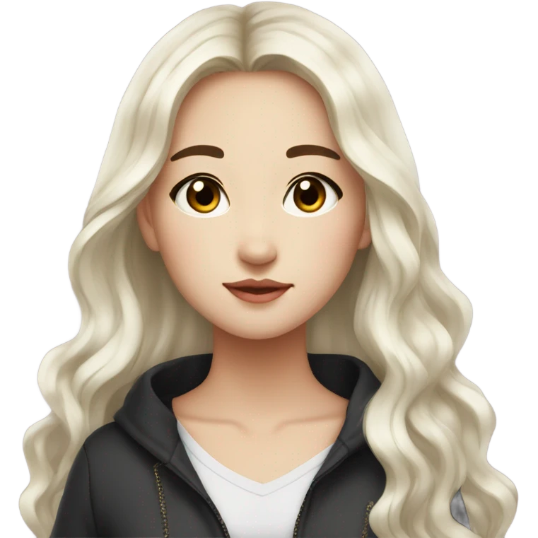 Beautiful girl,Black hair,wavy hair，long hair,Black eyes,Chinese emoji