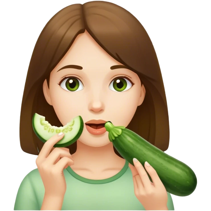 pretty girl eating cucumber emoji
