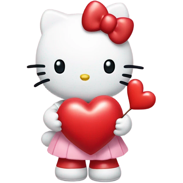 hello kitty holding a heart emoji