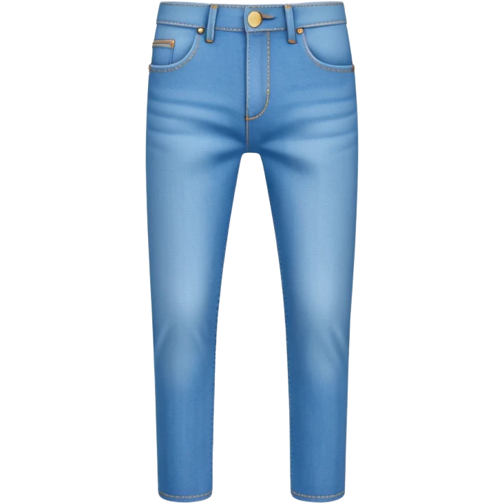 A 3D cartoon sky-blue denim jeans with pockets and stitching details, casual slim fit, clean isolated background, Memoji-style. emoji