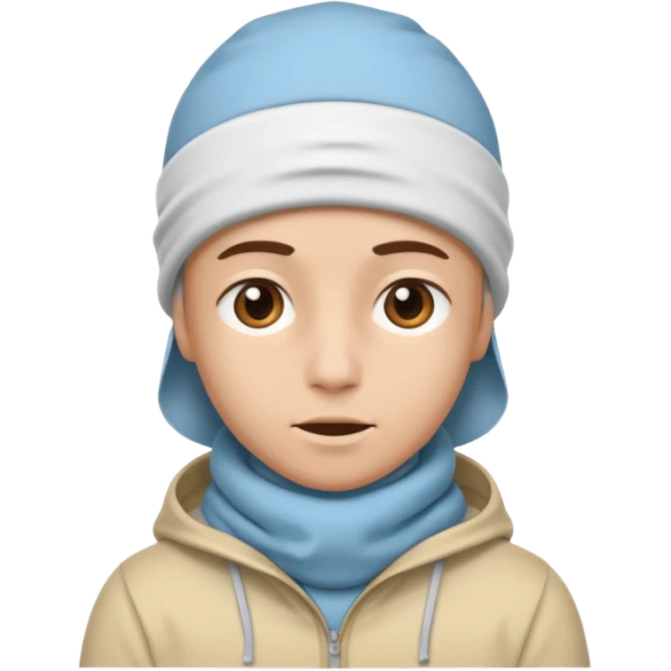 A person with headaches and a cold pack on the head emoji