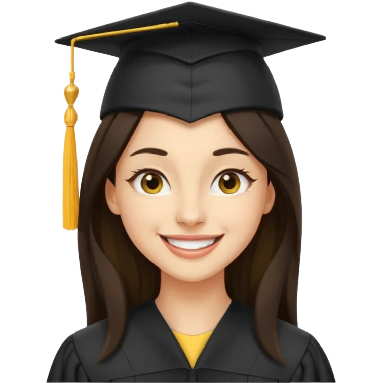 带着学士帽的，深棕色长发，黄种偏白皮肤的，高鼻梁，不戴眼镜的女博士生，在wink，年龄26岁 emoji