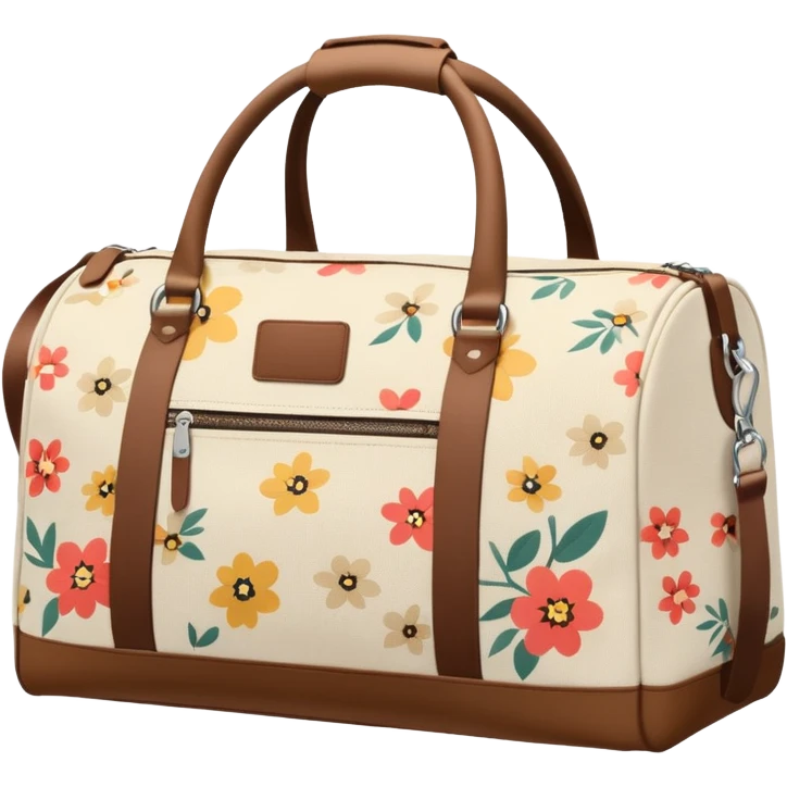 A sports bag with a pale light beige print in a small flower emoji