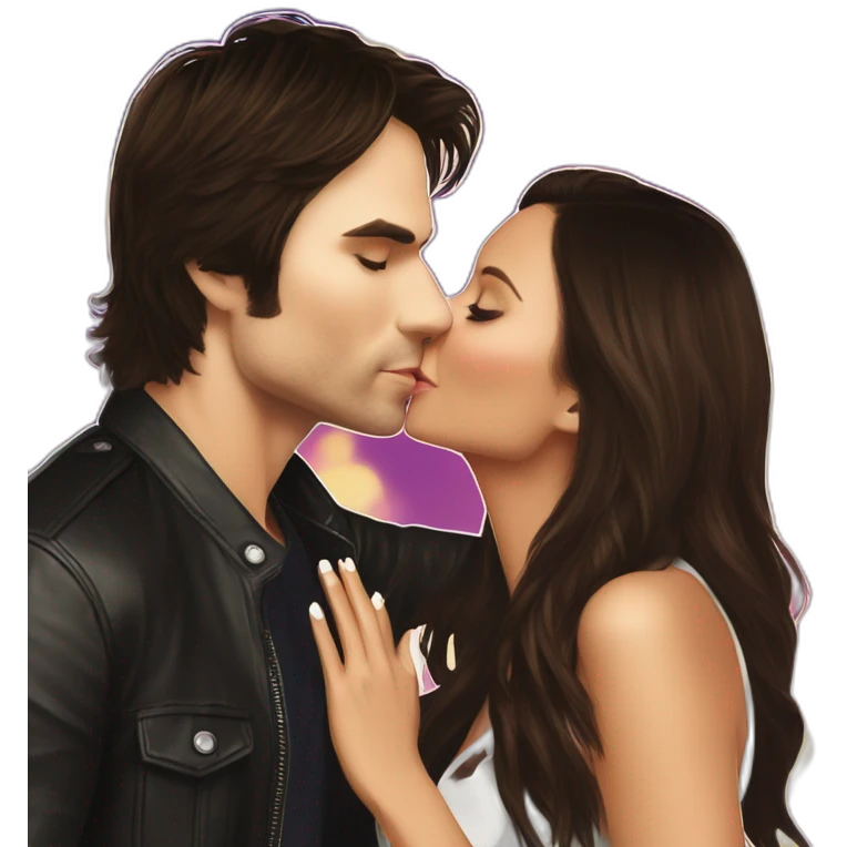 Ian Somerhalder kissing Nina Dobrev emoji