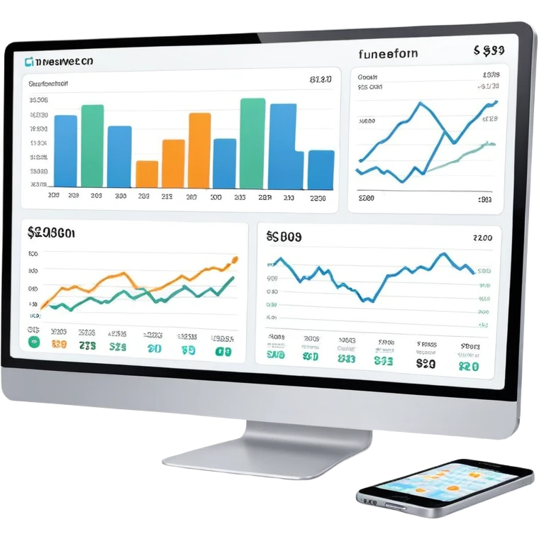 financial dashboard with multiple currency symbols € $ £ ¥ emoji