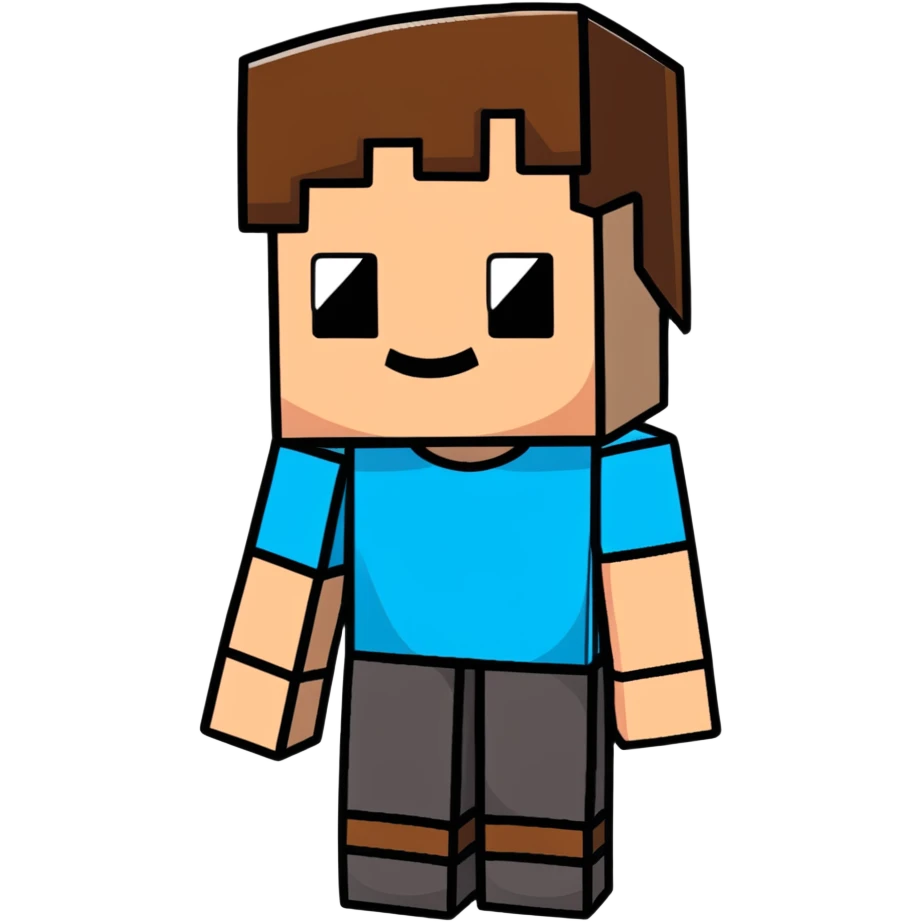 Minecraft Steve character in cartoon sticker style emoji