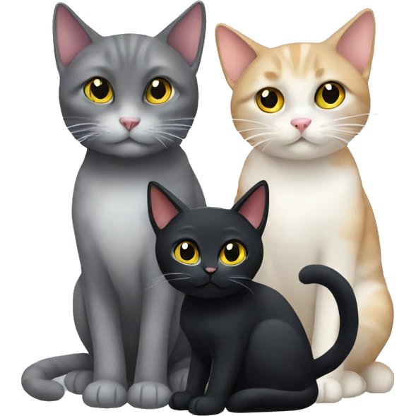 Grey cat and black cat sitting together emoji