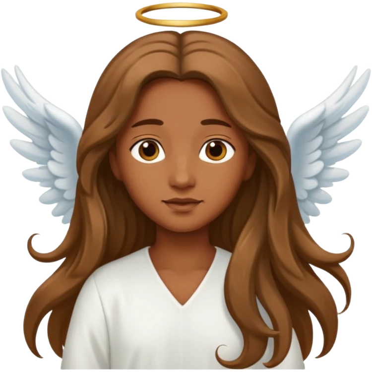 angel with brown skin, long hair emoji