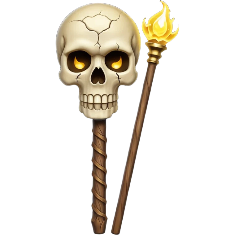 Skull Staff – Wooden staff with glowing skull top
 emoji