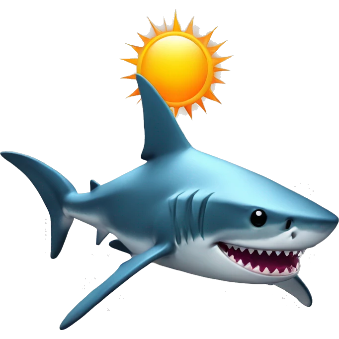 shark in space with sun glasses on looking at the sun eating sush emoji