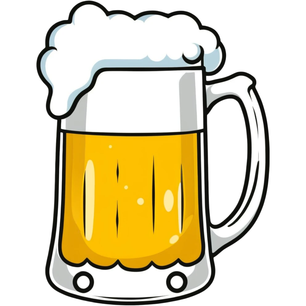 A happy beer mug with bubbles emoji