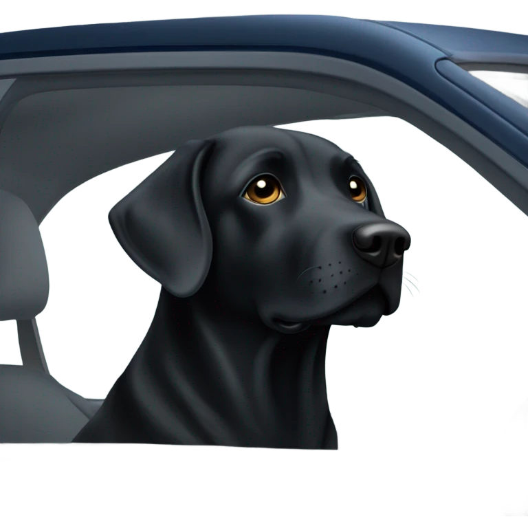 Black lab dog in a car emoji