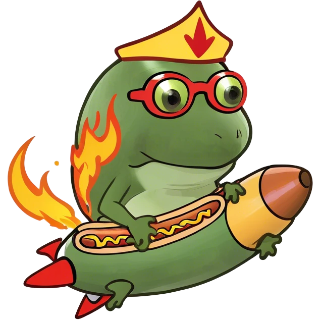 riding a hotdog rocketship, full body, flames coming out the back emoji