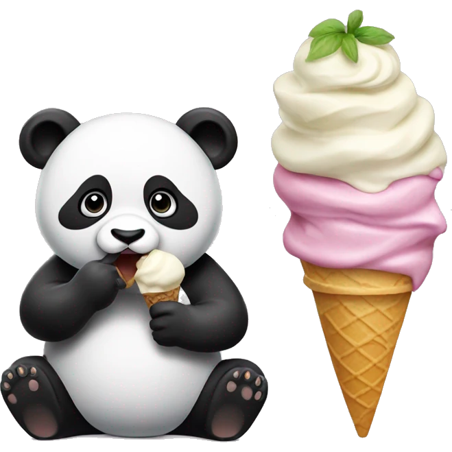 Panda eating ice cream emoji