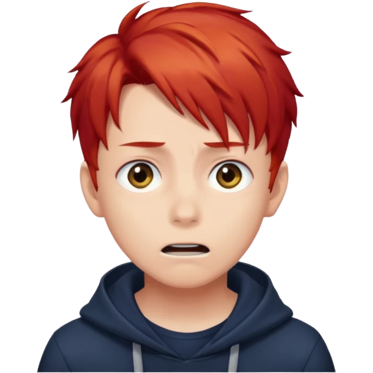 Wolf Anime Boy scared red hair emoji