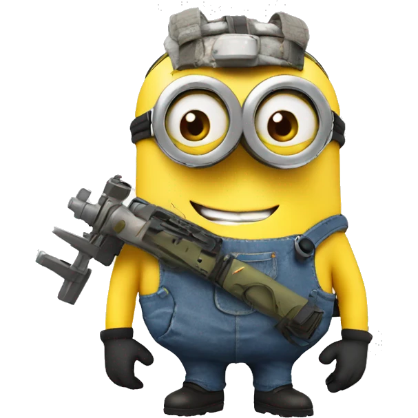 A Minion in survival gear with an exploding airplane in the background  emoji