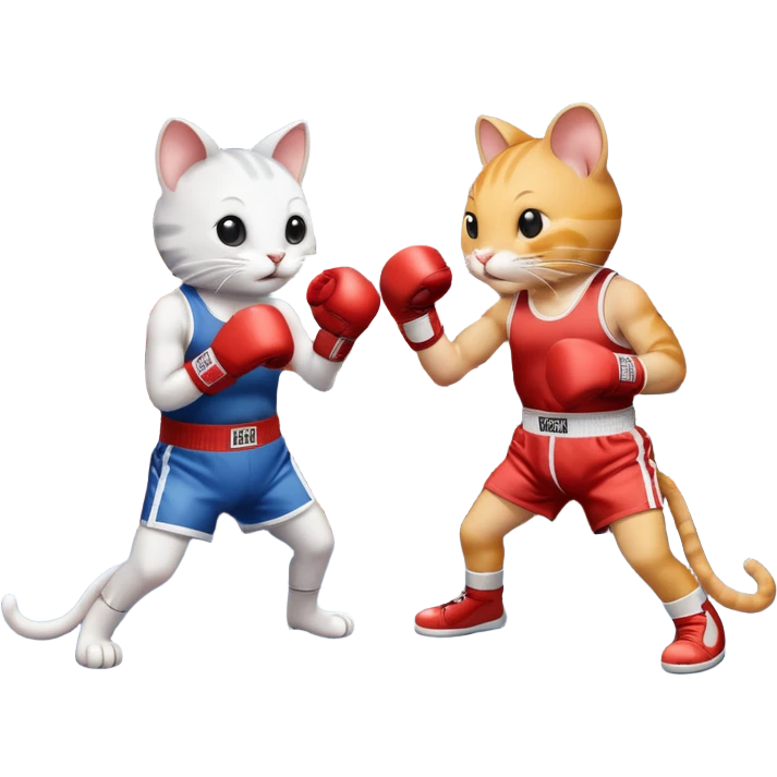 Cat fighting mouse in boxing ring emoji