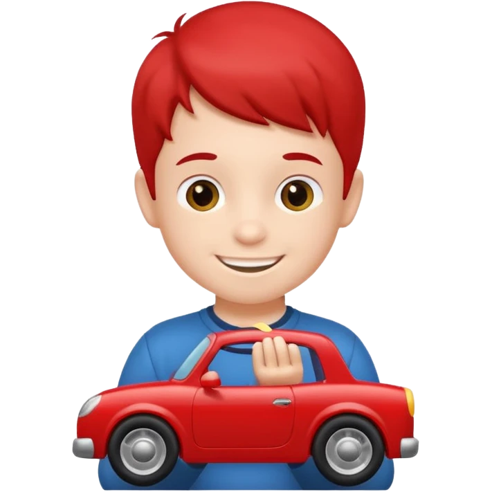little boy with car toy on his hand
 emoji