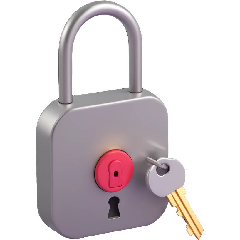 Closed padlock with a key inserted into it emoji