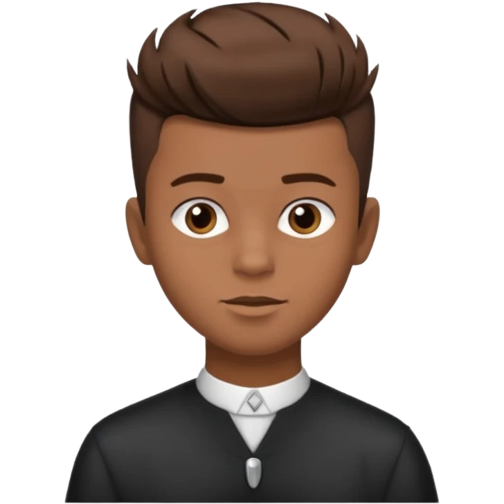create a fringe haircut boy with a brown hair with hair little up more looking like quiff hairstyle but its going straight not on side emoji