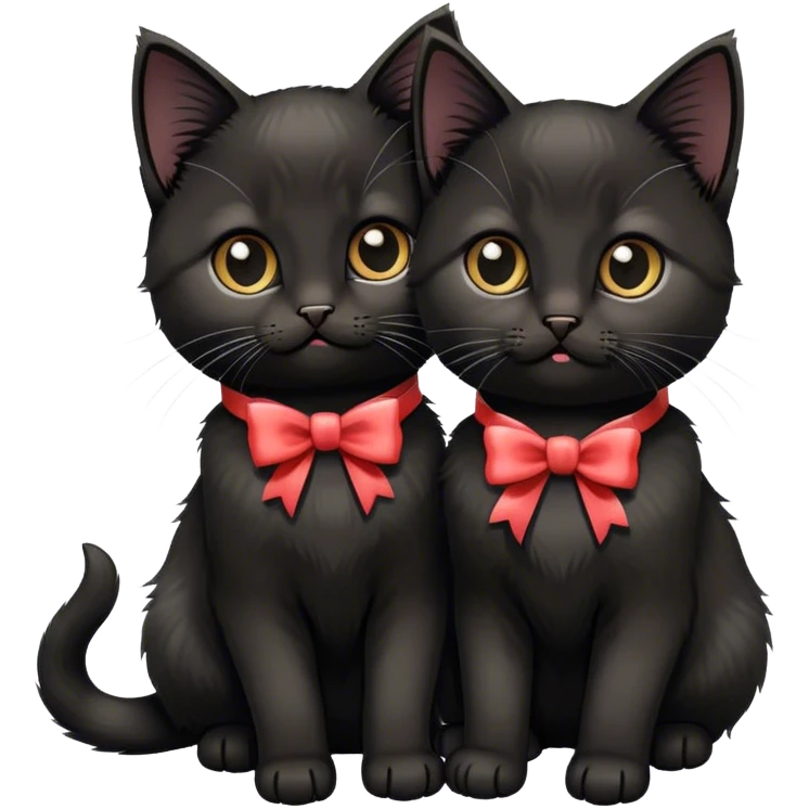 Two cute black Siberian kittens with bow collars emoji