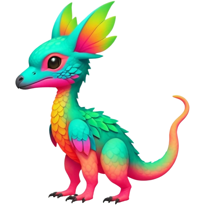 Tropical exotic lush warm-colored neon-colored Fakémon-Trico-creature (full body) emoji