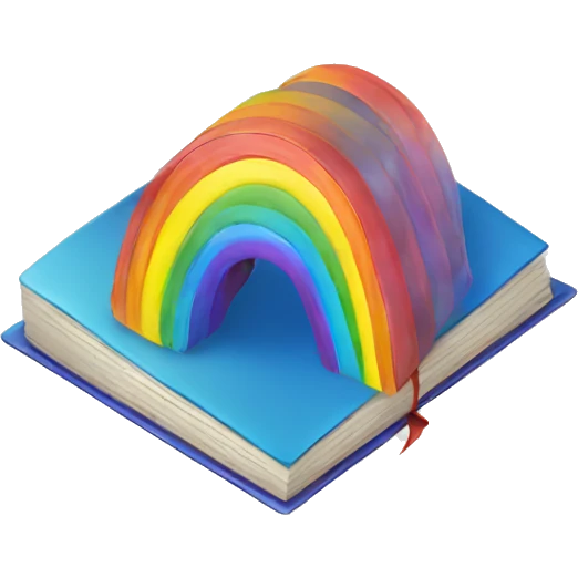Open book with rainbow emoji