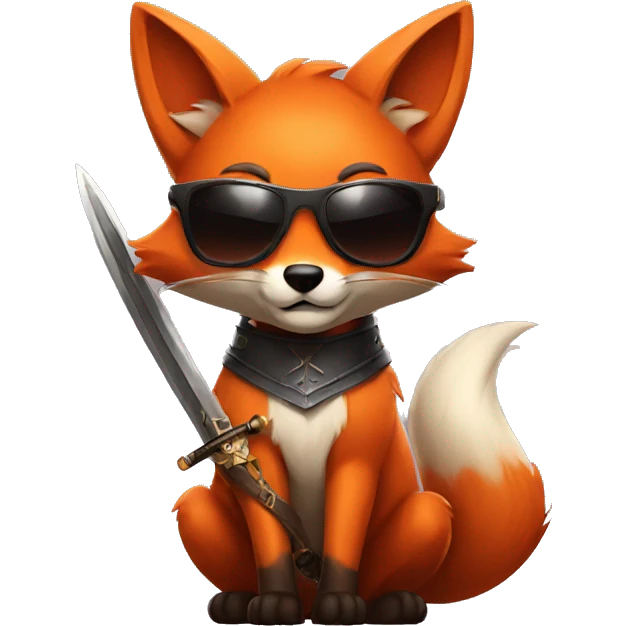 a fox in sunglasses with a sword emoji