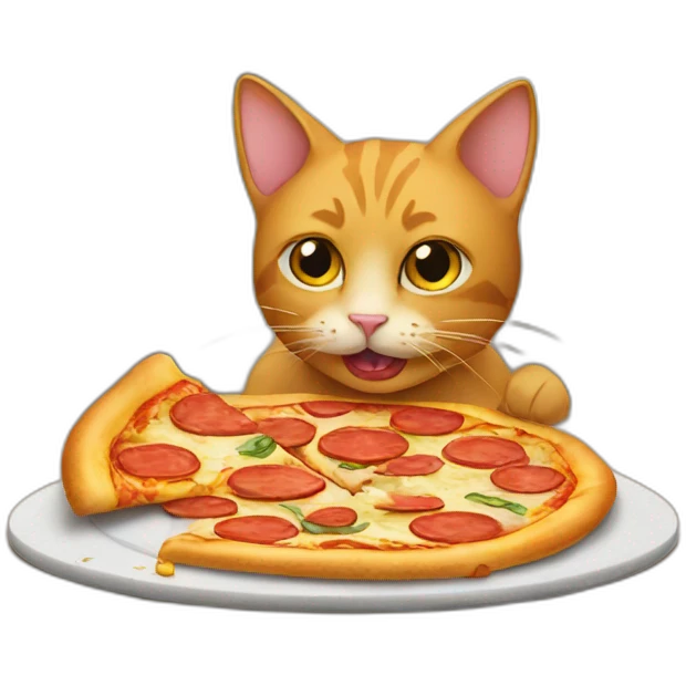 Cat eating pizza emoji