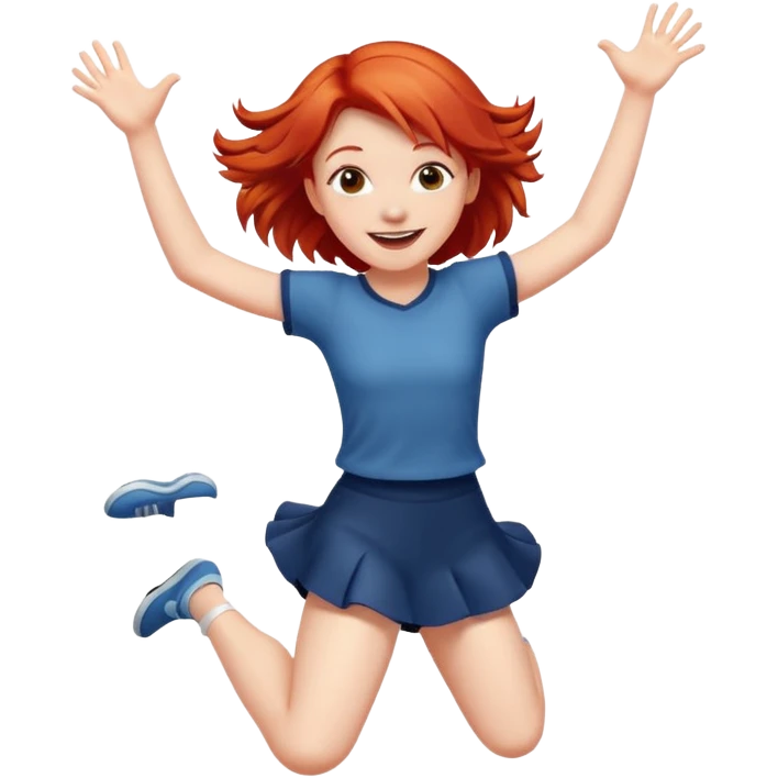 Cute red haired girl jumping for joy emoji