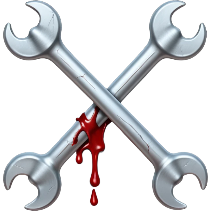 Emoji-style metallic bones with traces of blood, steel texture, dark dramatic tone, clean background emoji