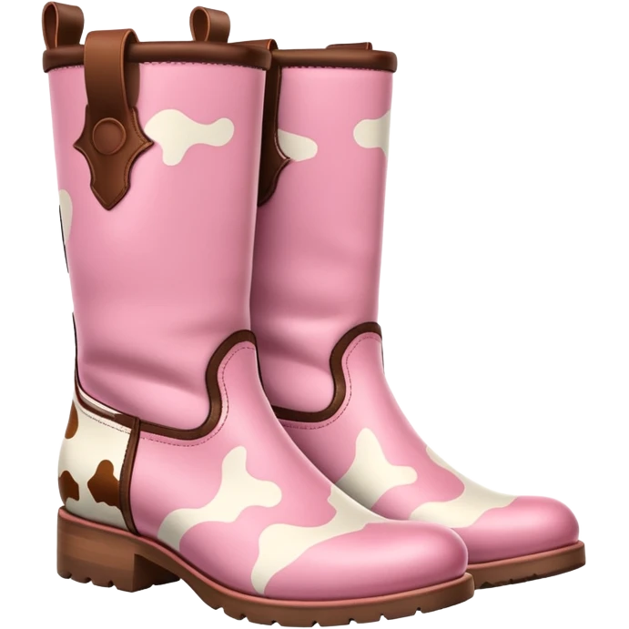 pink cow print boots emoji